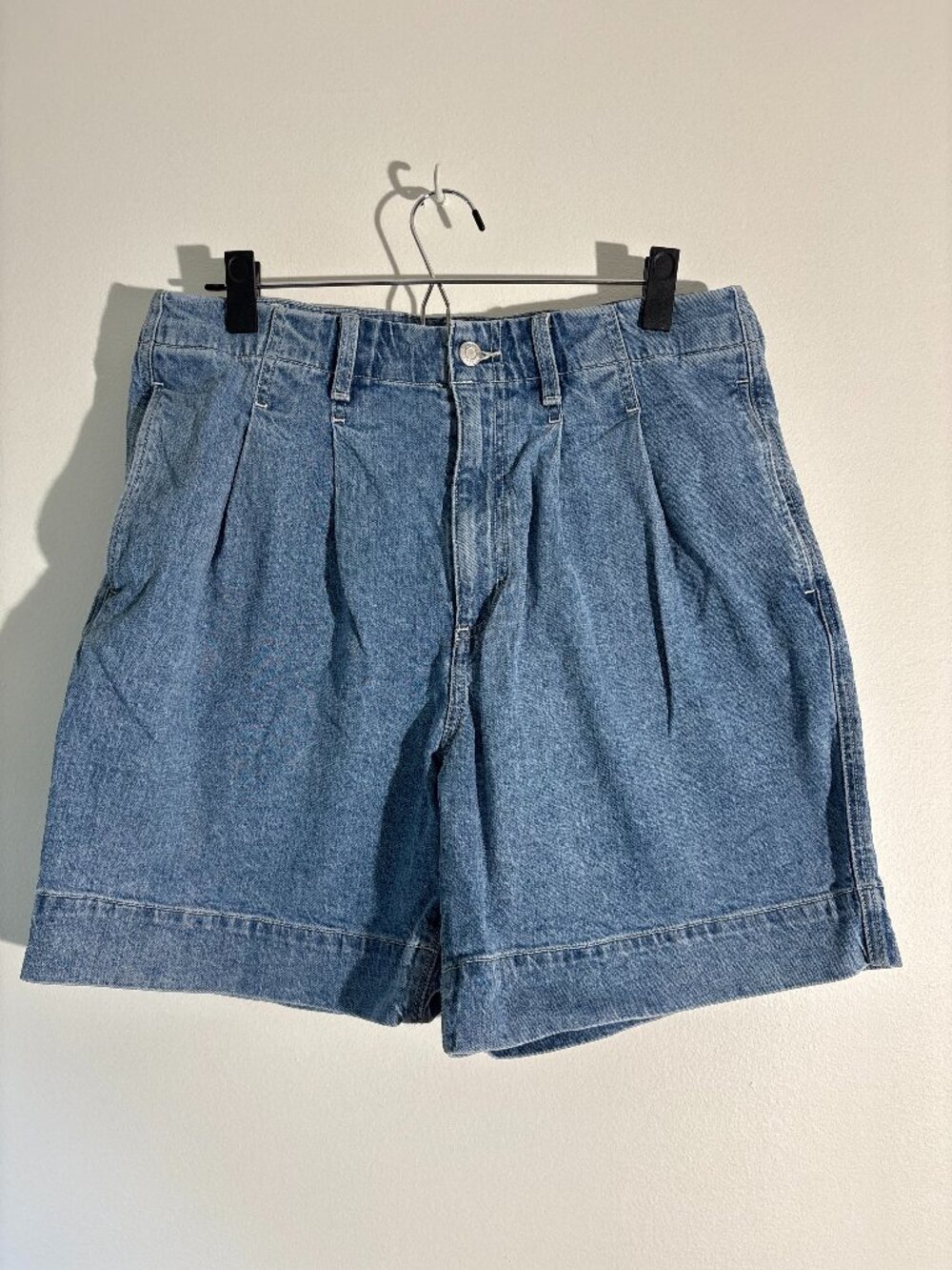 Lands' End High-Rise Pleated Denim Shorts - Women's Size 12